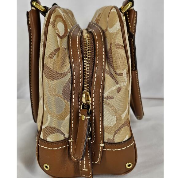 COACH Hampton Optic Signature Jacquard & Leather Handbag w/ Matching fold Wallet - Picture 3 of 16